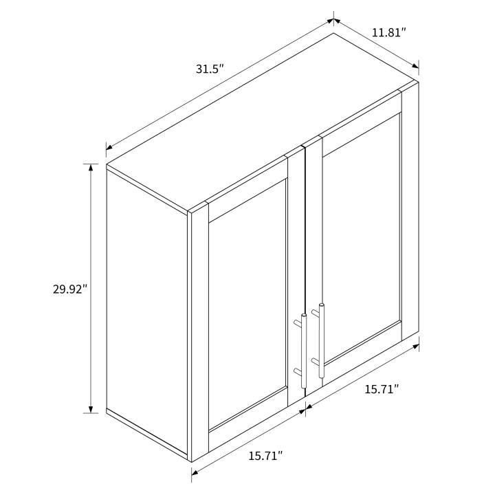 32" White Wall Mounted Storage Cabinet with 2 Doors & Adjustable Shelf