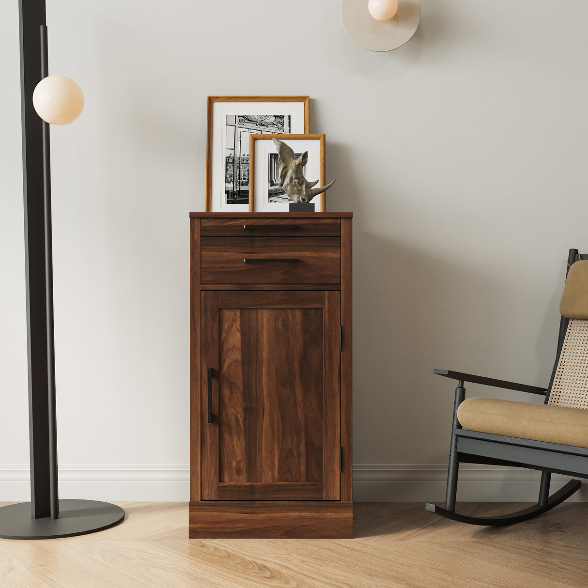 Modular Wine Bar Cabinet Buffet Cabinet in Walnut - Joysource