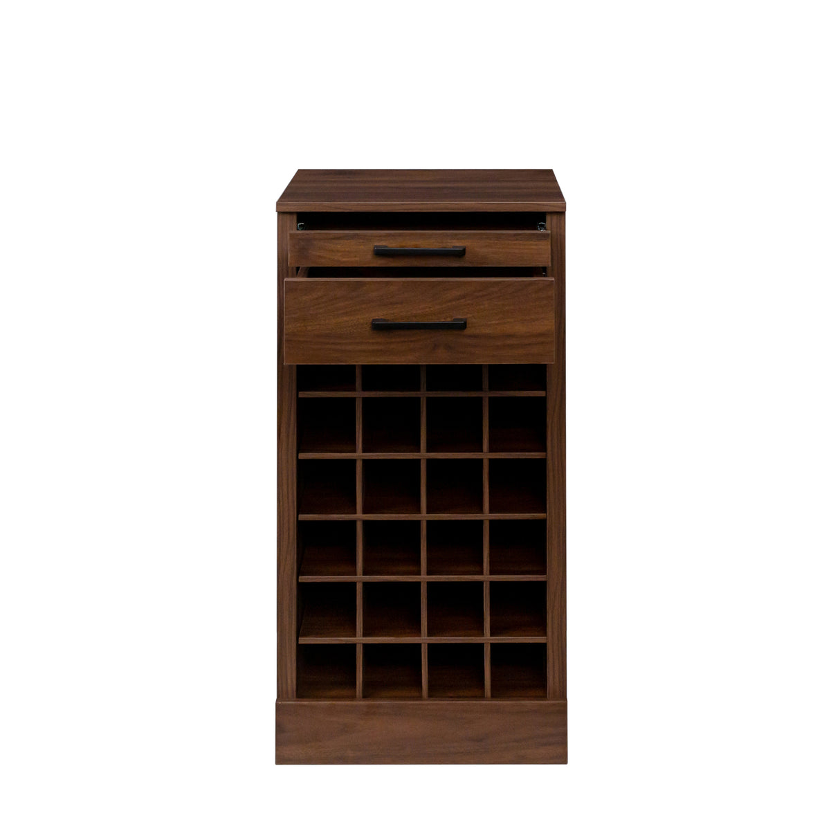 Walnut Modular Bar Cabinet for 24 Bottles w/ Drawers - Joysource