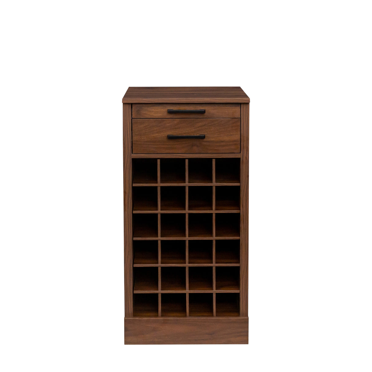 Walnut Modular Bar Cabinet for 24 Bottles w/ Drawers - Joysource