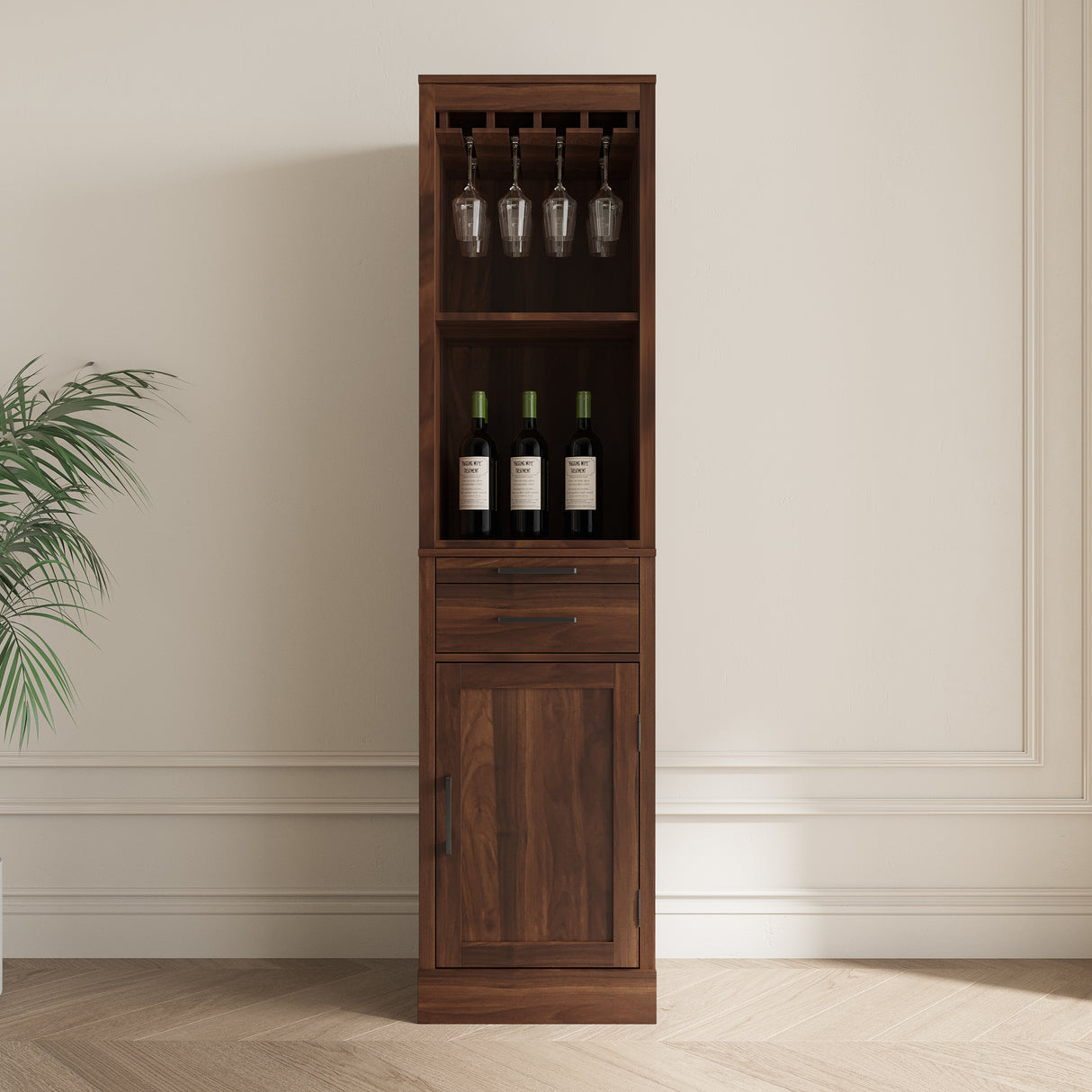 Modular Wine Bar Cabinet Buffet Cabinet in Walnut - Joysource