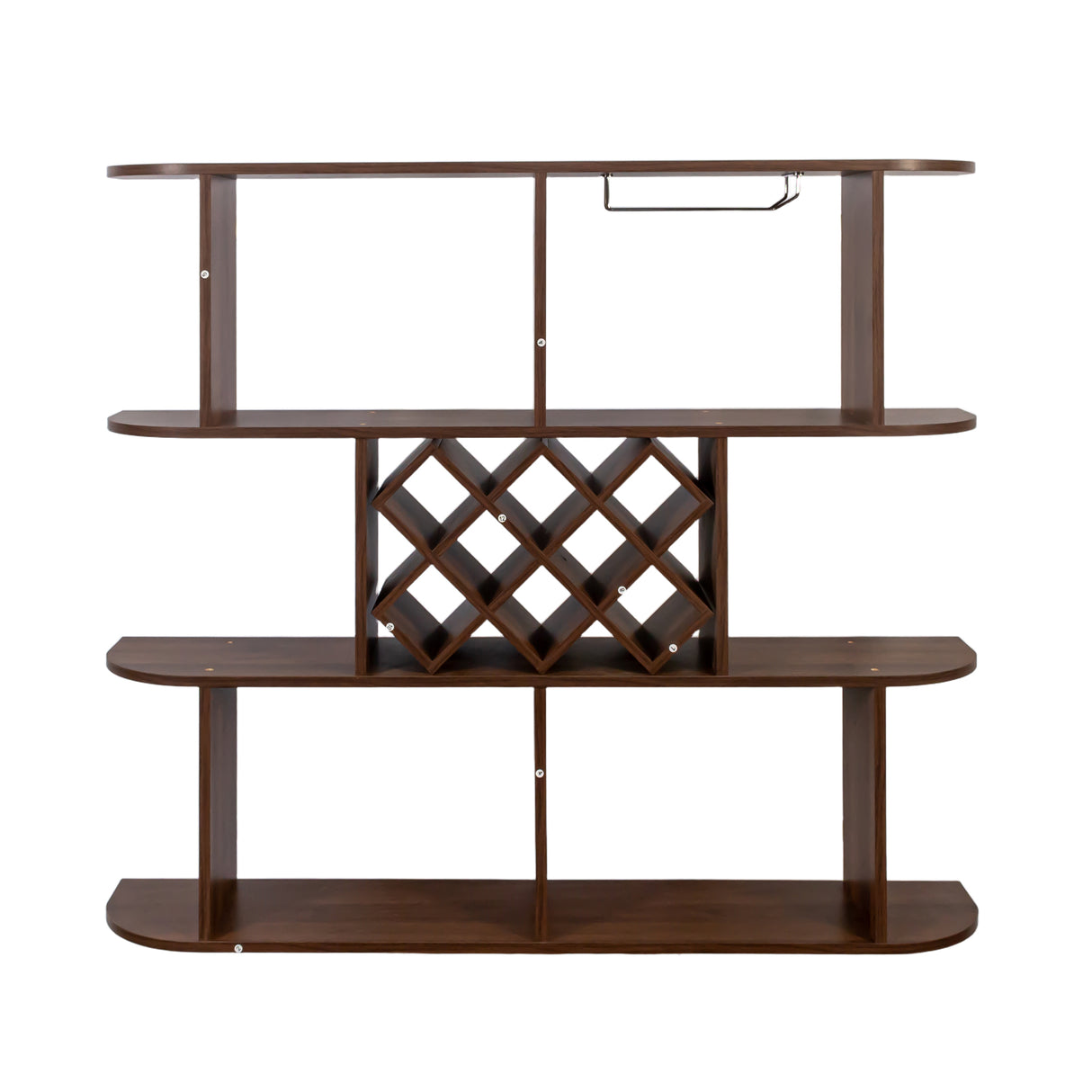 3-Tier Wall-Mounted Wine Rack w/ Glass Holder for Dining Room & Home Bar