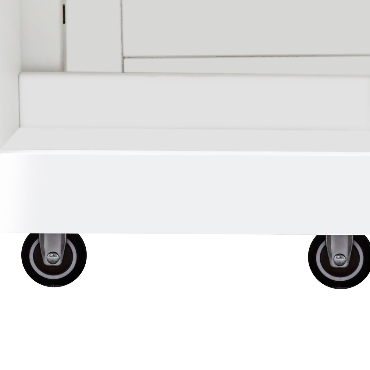 43"W Kitchen Pantry with Pull Out Shelves and Glass Doors, White