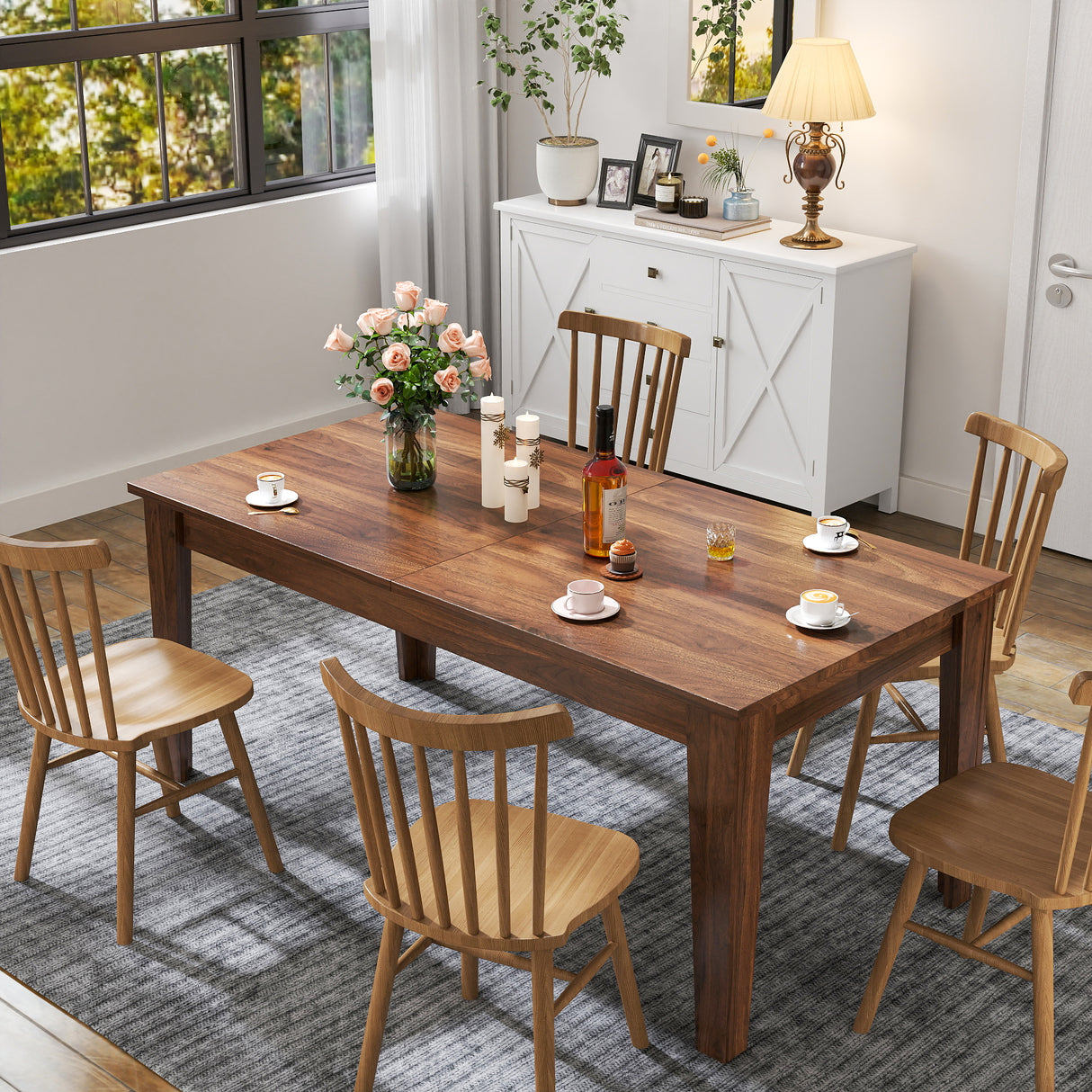71"-106" Rectangular Extendable Dining Table for 4 - 12 People