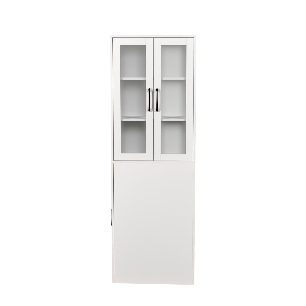71" Multifunctional Storage Cabinet w/ 2 Glass Doors & Pull-Out Shelves