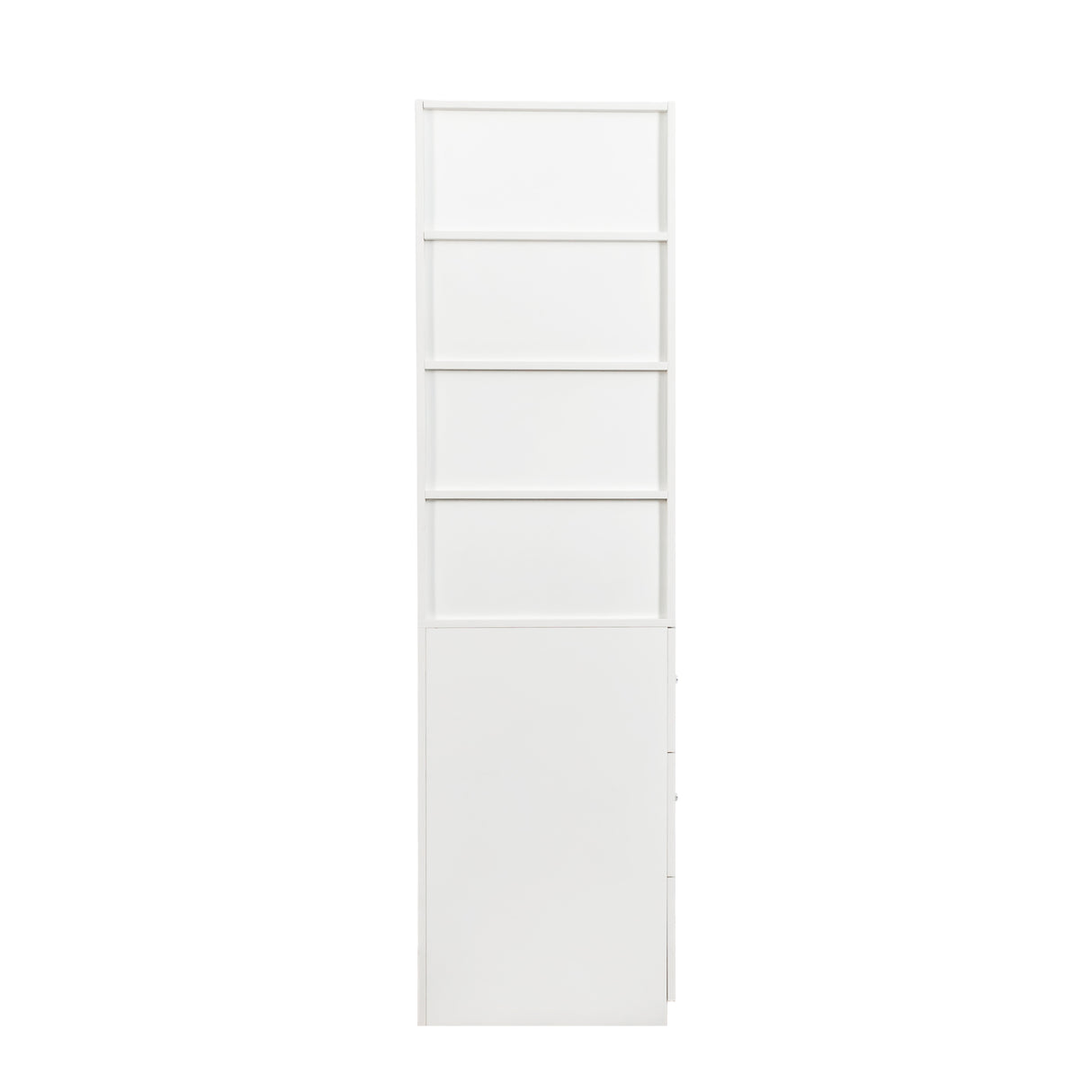 71" Narrow Display Storage Cabinet w/ 4-Tier Shelf and 3 Side Drawers