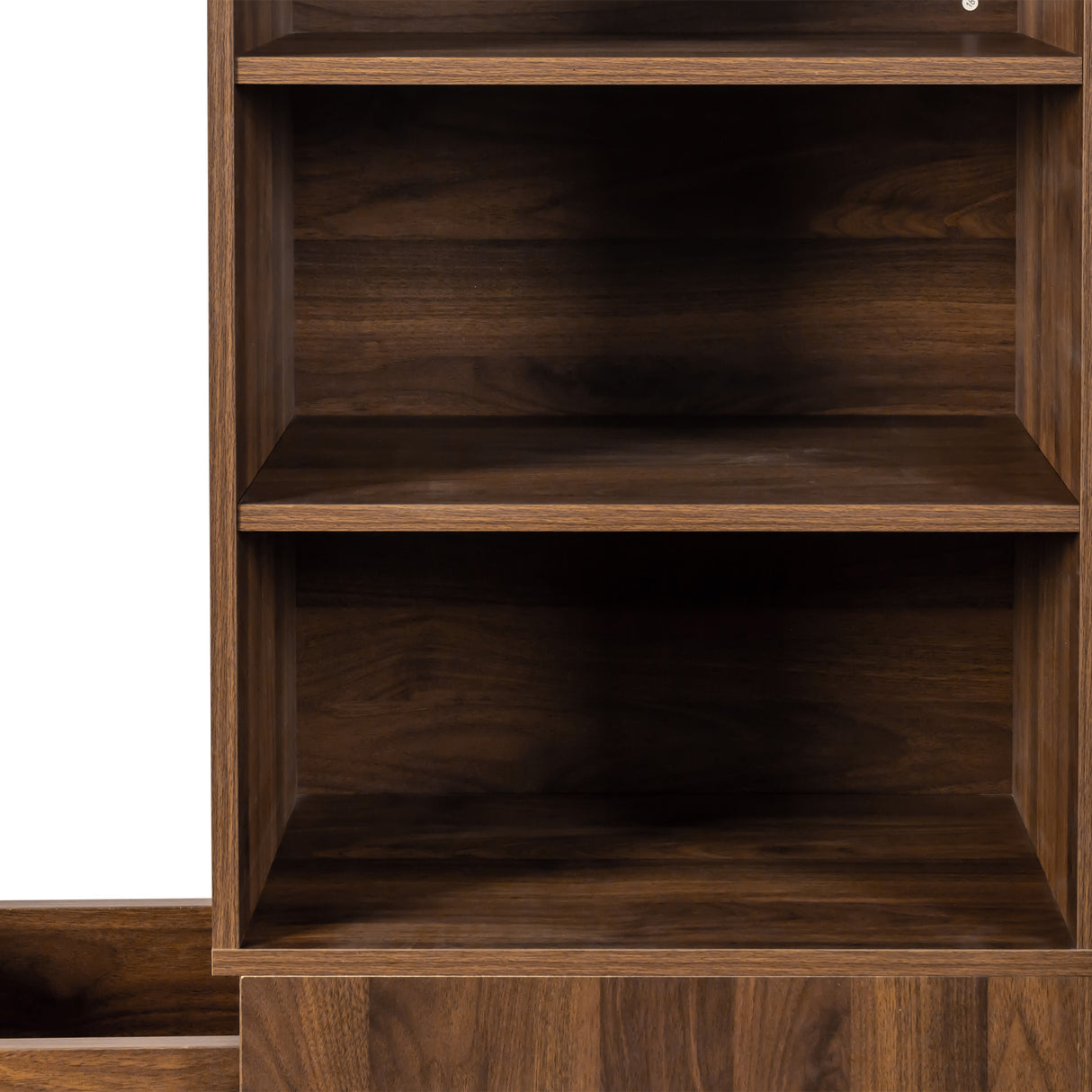 71" Narrow Display Storage Cabinet w/ 4-Tier Shelf and 3 Side Drawers