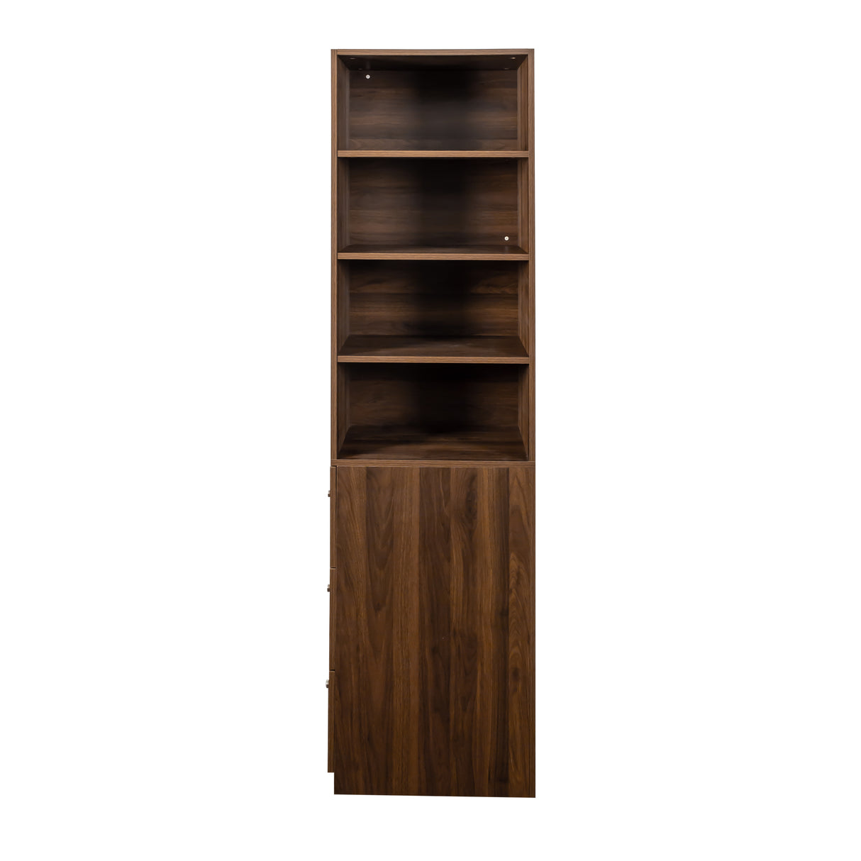 71" Narrow Display Storage Cabinet w/ 4-Tier Shelf and 3 Side Drawers
