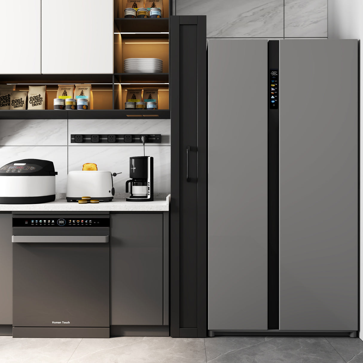 71" Slim Rolling Pantry Storage Cabinet for Kitchen, Bathroom, Laundry, Office