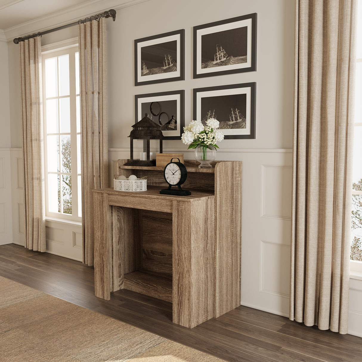 Extendable Dining Table with Hidden Storage for 1-9 People | 21"-98"