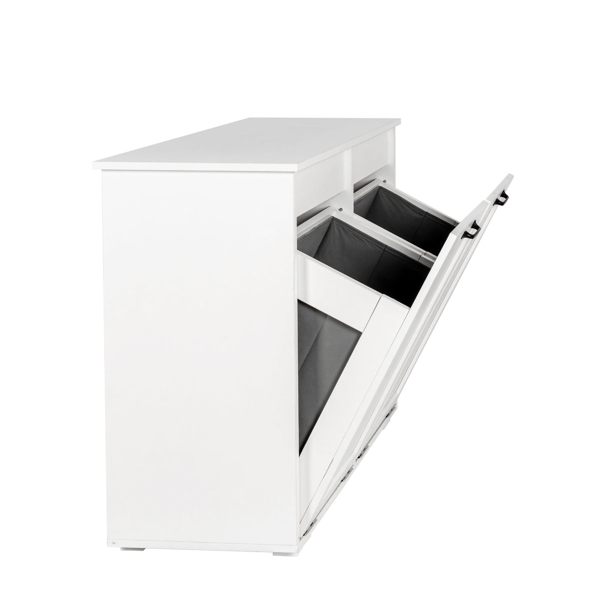 Dual Tilt-Out Laundry Hamper Cabinet with 2 Removable Liner Bags, White