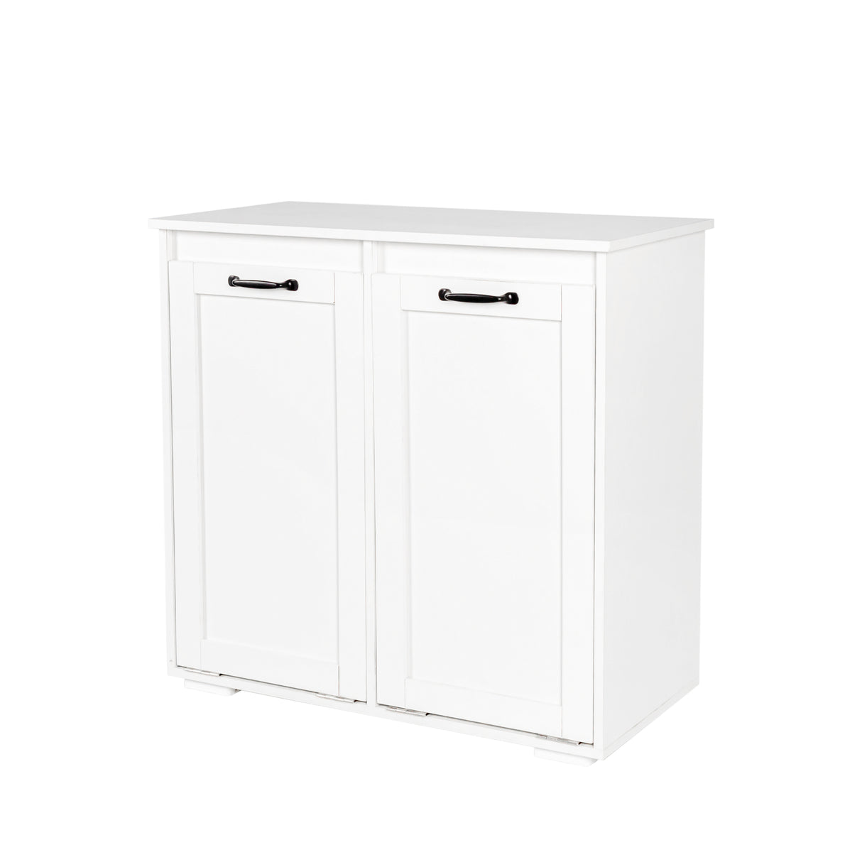 Dual Tilt-Out Laundry Hamper Cabinet with 2 Removable Liner Bags, White