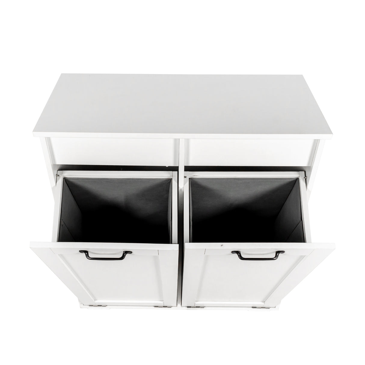 Dual Tilt-Out Laundry Hamper Cabinet with 2 Removable Liner Bags, White