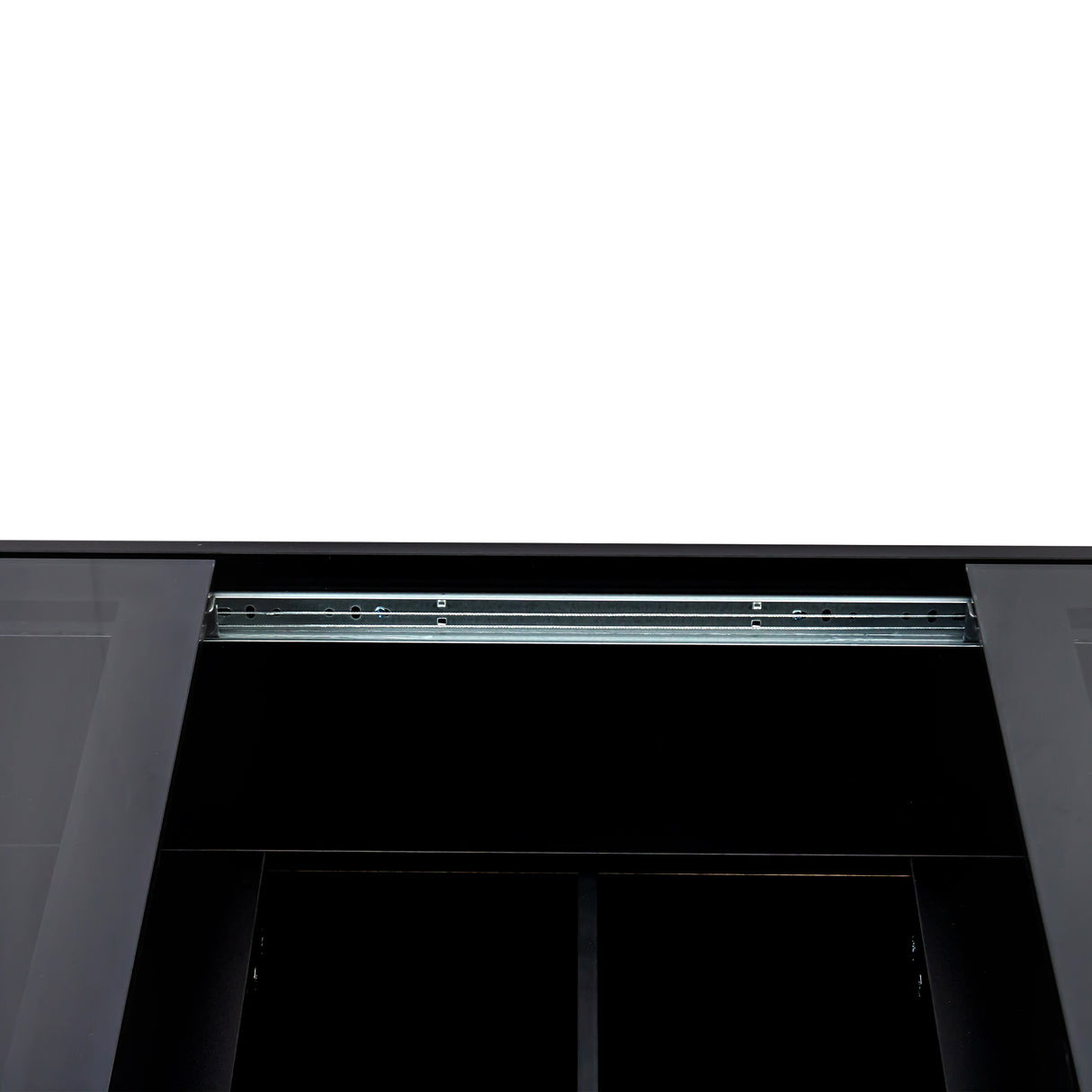 Extendable Coffee Table w/ Sliding Glass Top, Hidden Storage & LED Base, Black