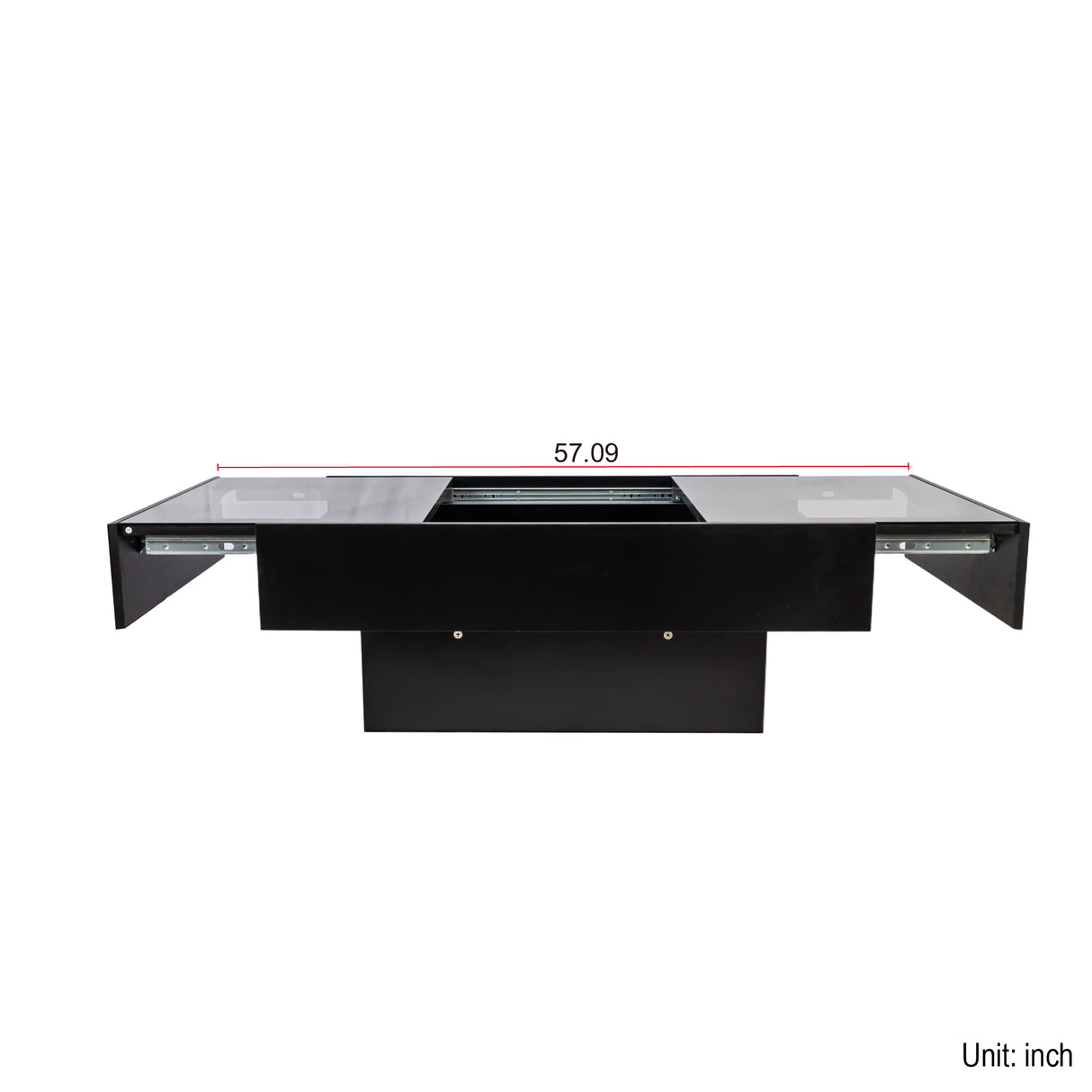 Extendable Coffee Table w/ Sliding Glass Top, Hidden Storage & LED Base, Black