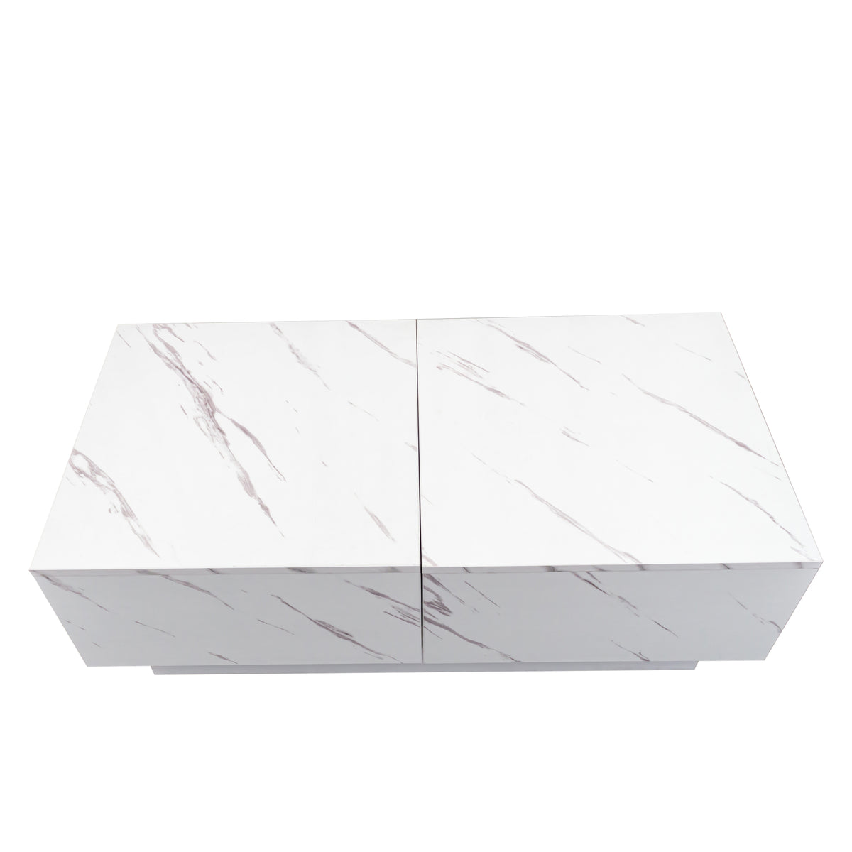 Modern Extendable Coffee Table w/ Hidden Storage & LED Base, White