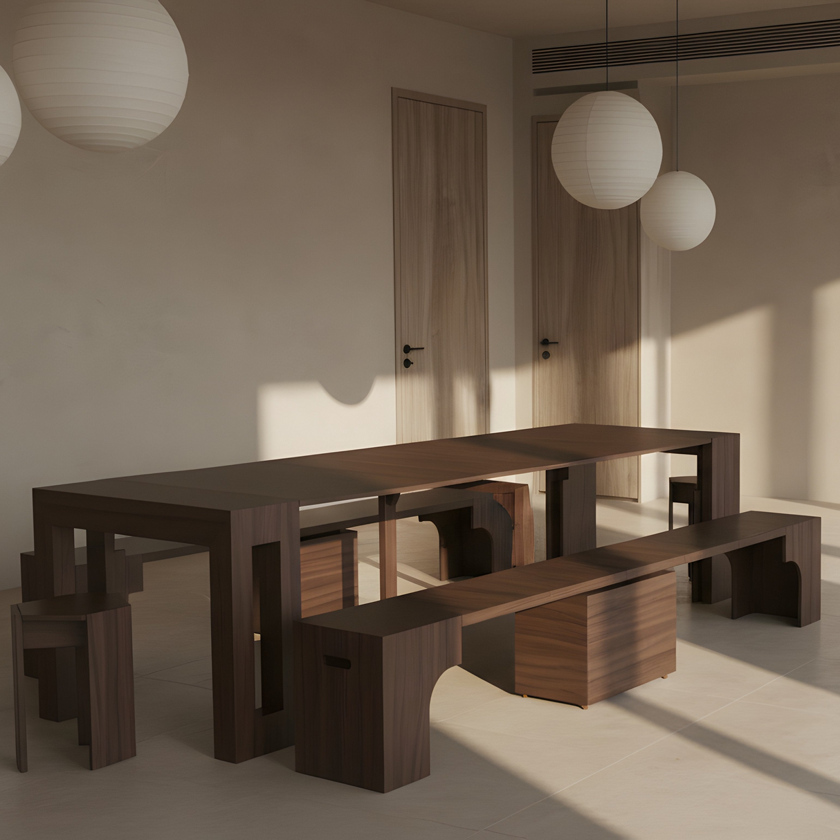 Solid Wood Extendable Dining Table Seats 2-12, 22"-120" | Self-Storing