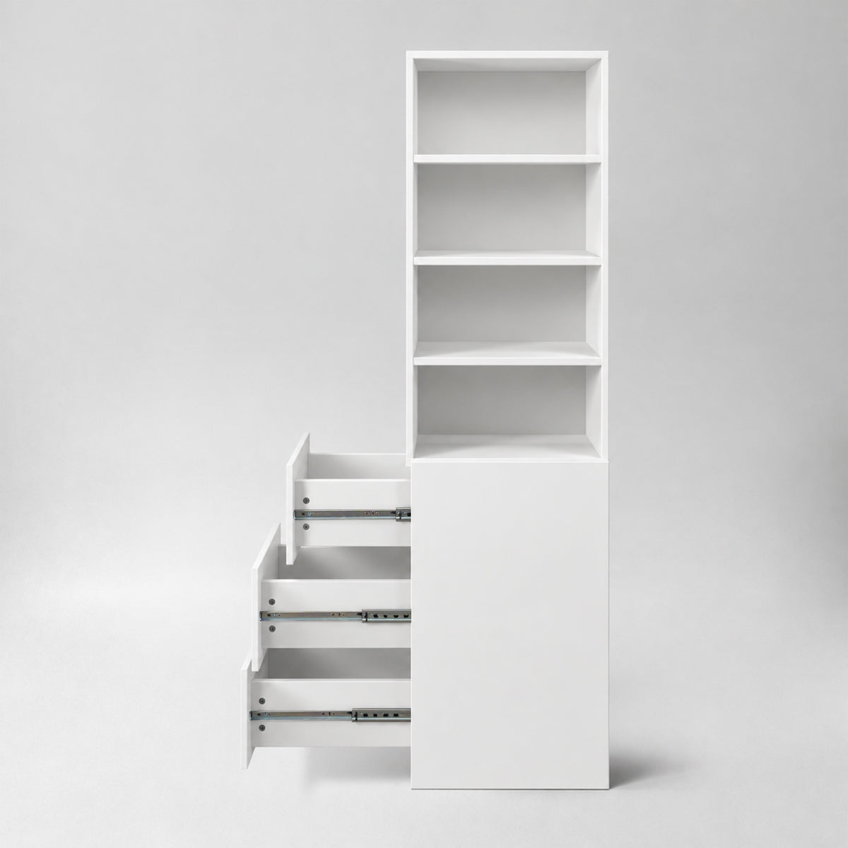 71" Narrow Display Storage Cabinet w/ 4-Tier Shelf and 3 Side Drawers
