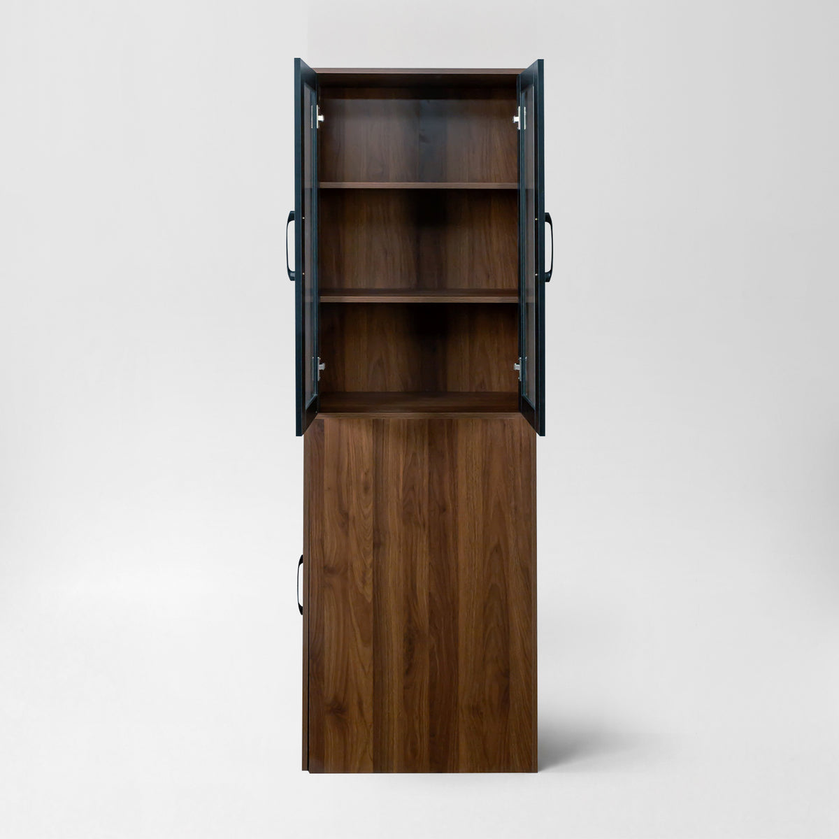 71" Pantry Cabinet with Glass Doors & Side Pull-Out Rack
