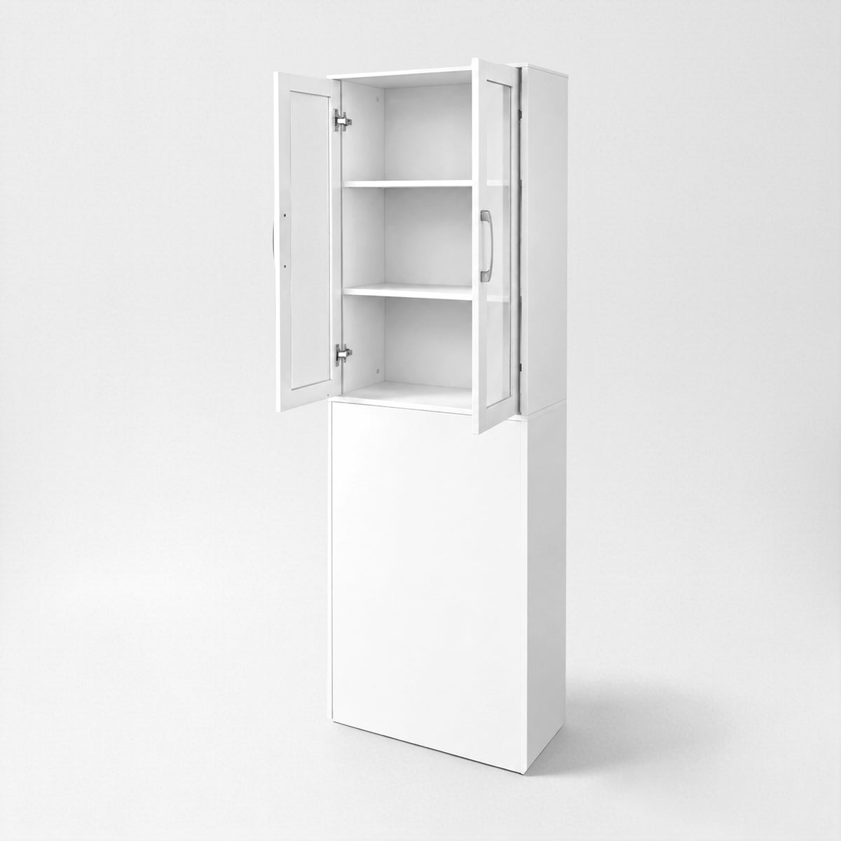 71" Pantry Cabinet with Glass Doors & Side Pull-Out Rack