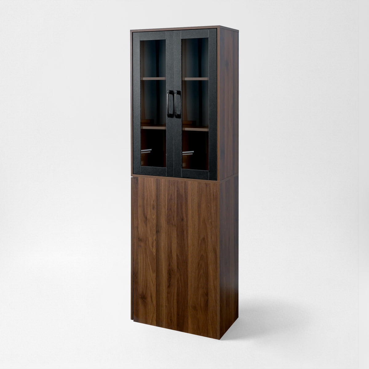 71" Pantry Cabinet with Glass Doors & Side Pull-Out Rack