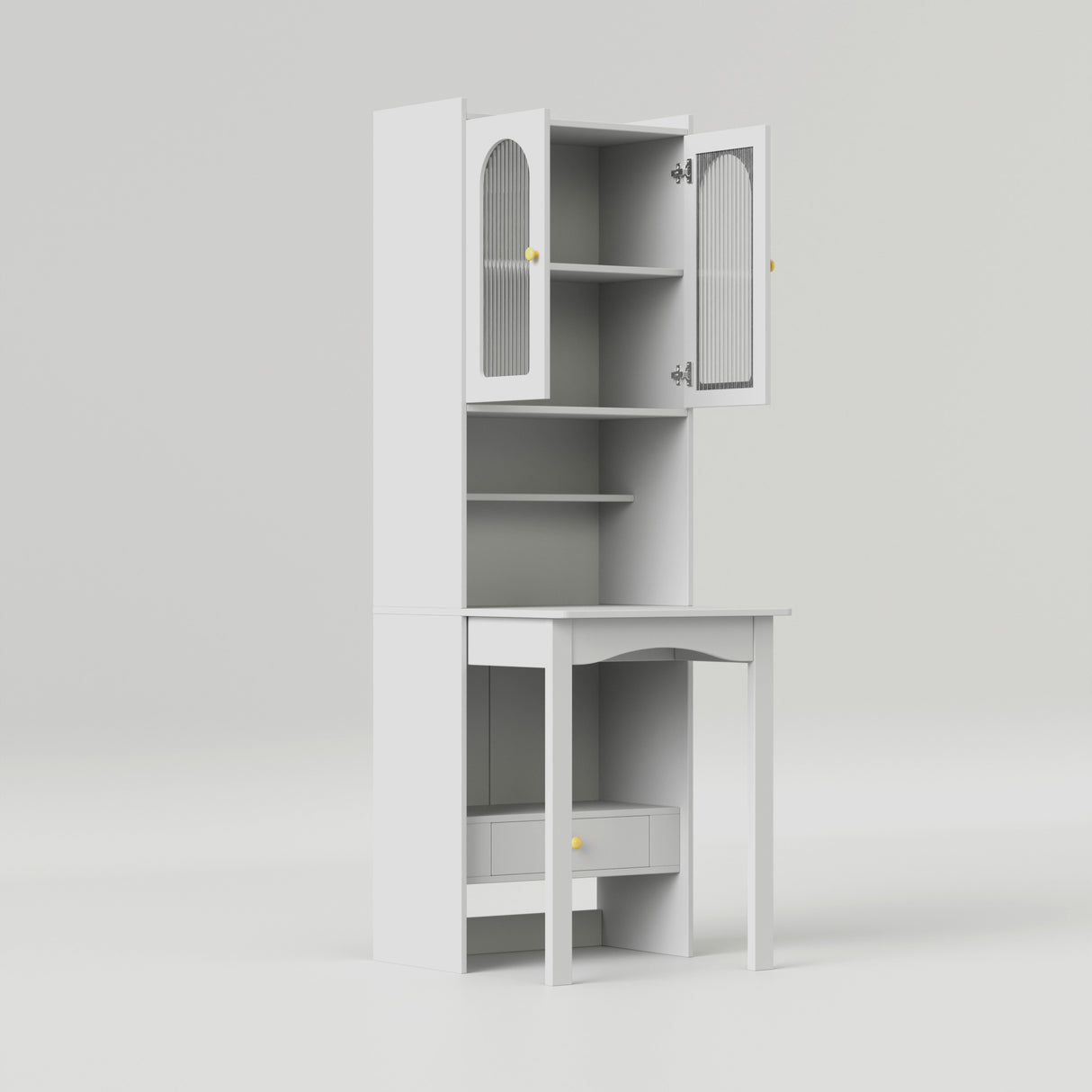 Space-Saving Fold Down Desk with Storage Cabinet Hutch | Modern Secretary Desk