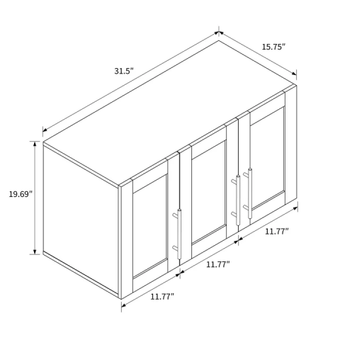 Wall-Mounted Stackable Storage Cabinet w/ Adjustable Shelves & 3 Doors