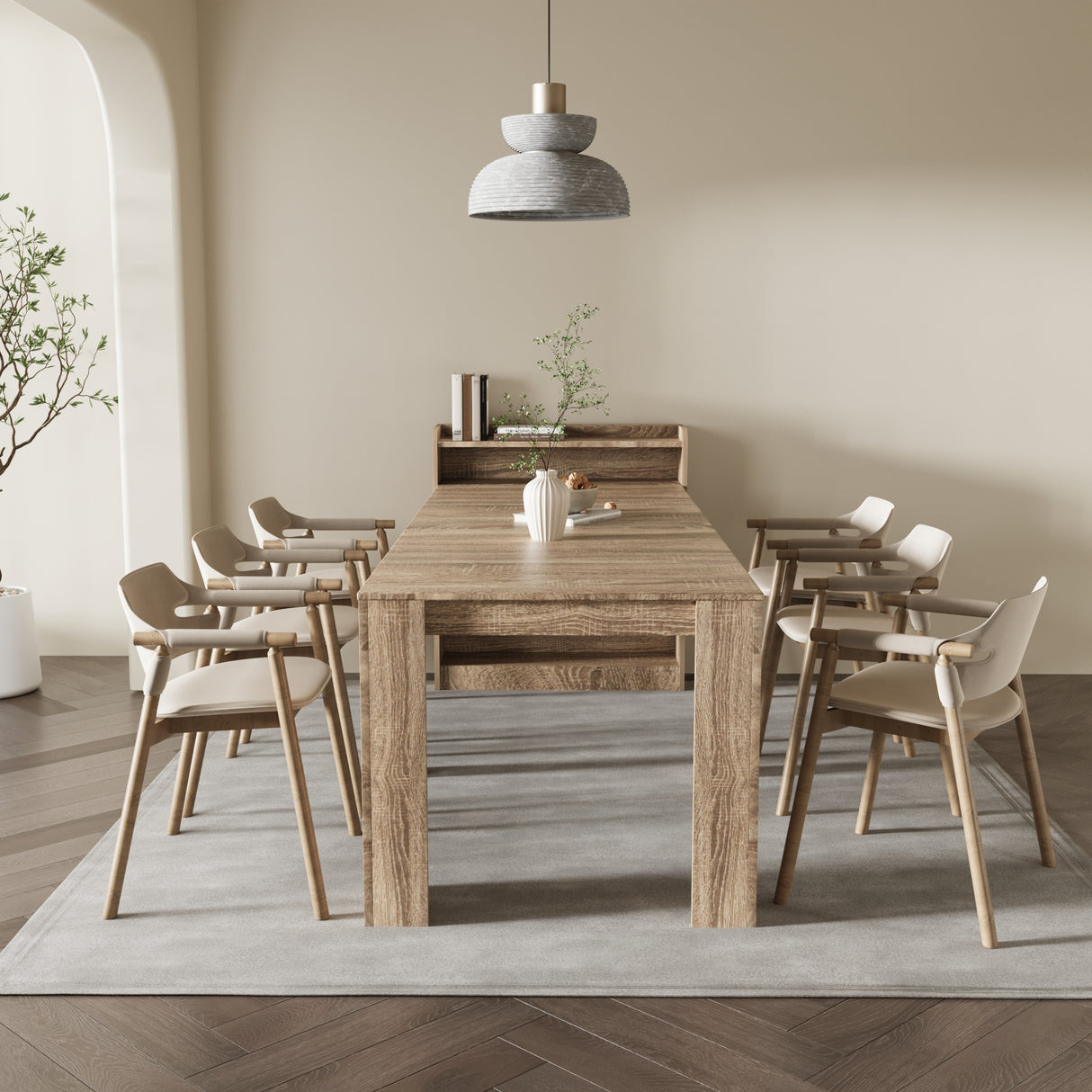 Extendable Dining Table with Hidden Storage for 1-9 People | 21"-98"