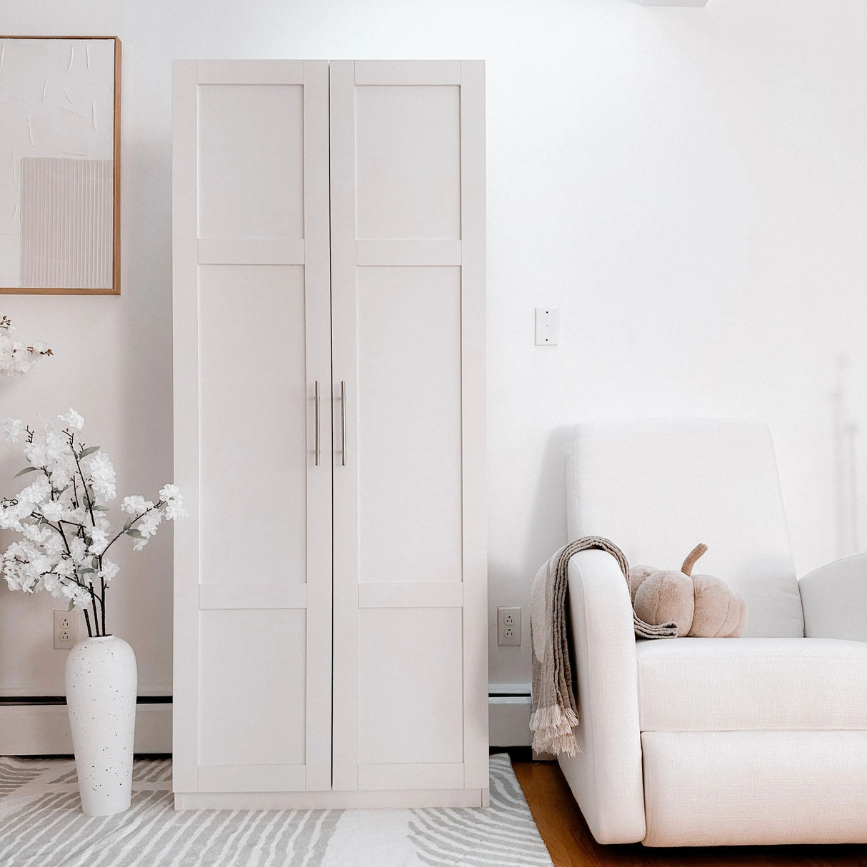 Modern High Wardrobe with Doors & Shelves | Spacious Storage