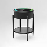 Round Smart Side Table with Built-in Bluetooth Speaker & Wireless Charging