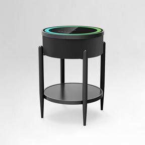 Round Smart Side Table with Built-in Bluetooth Speaker & Wireless Charging