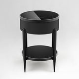 Round Smart Side Table with Built-in Bluetooth Speaker & Wireless Charging