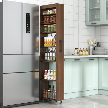 7-Tier Slim Pull-Out Storage Cabinet on Wheels for Kitchen & Laundry Room