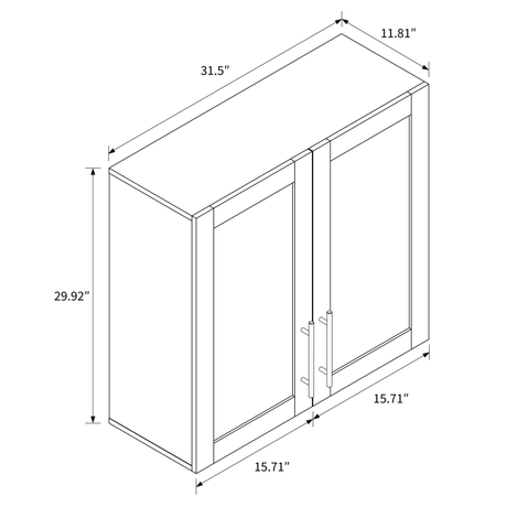 32" White Wall Mounted Storage Cabinet with 2 Doors & Adjustable Shelf
