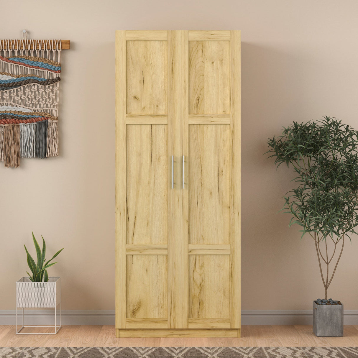 Modern High Wardrobe - Spacious Storage with Doors & Shelves