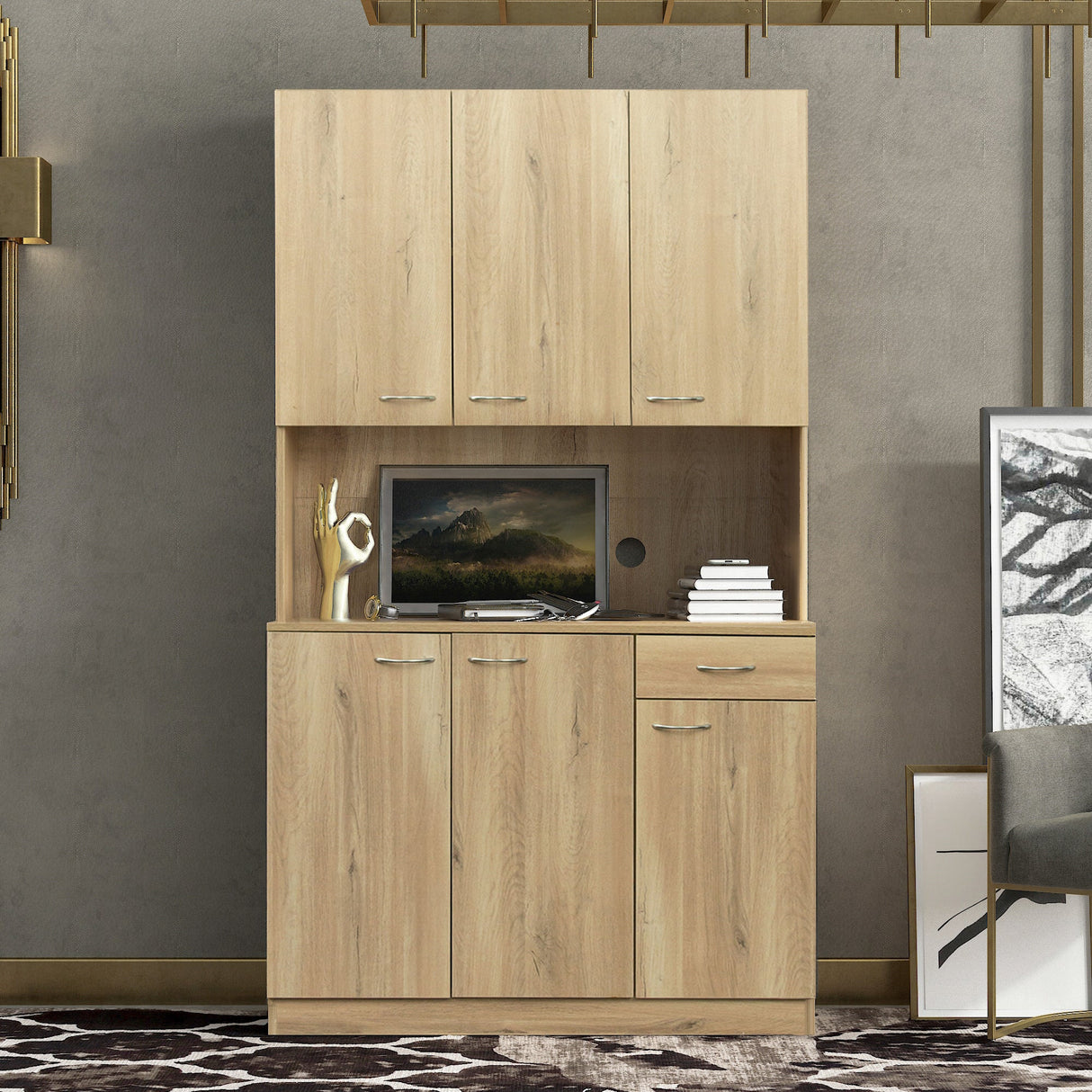 71" Tall Storage Cabinet for Office, Living Room, Bedroom & Kitchen