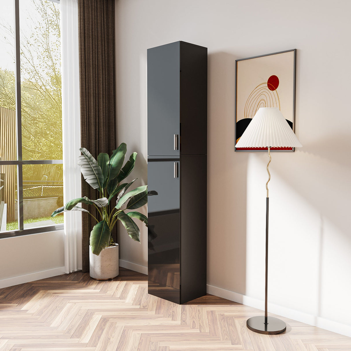 Sleek Black Accent Cabinet for Bedroom, Dining Room, or Living Room