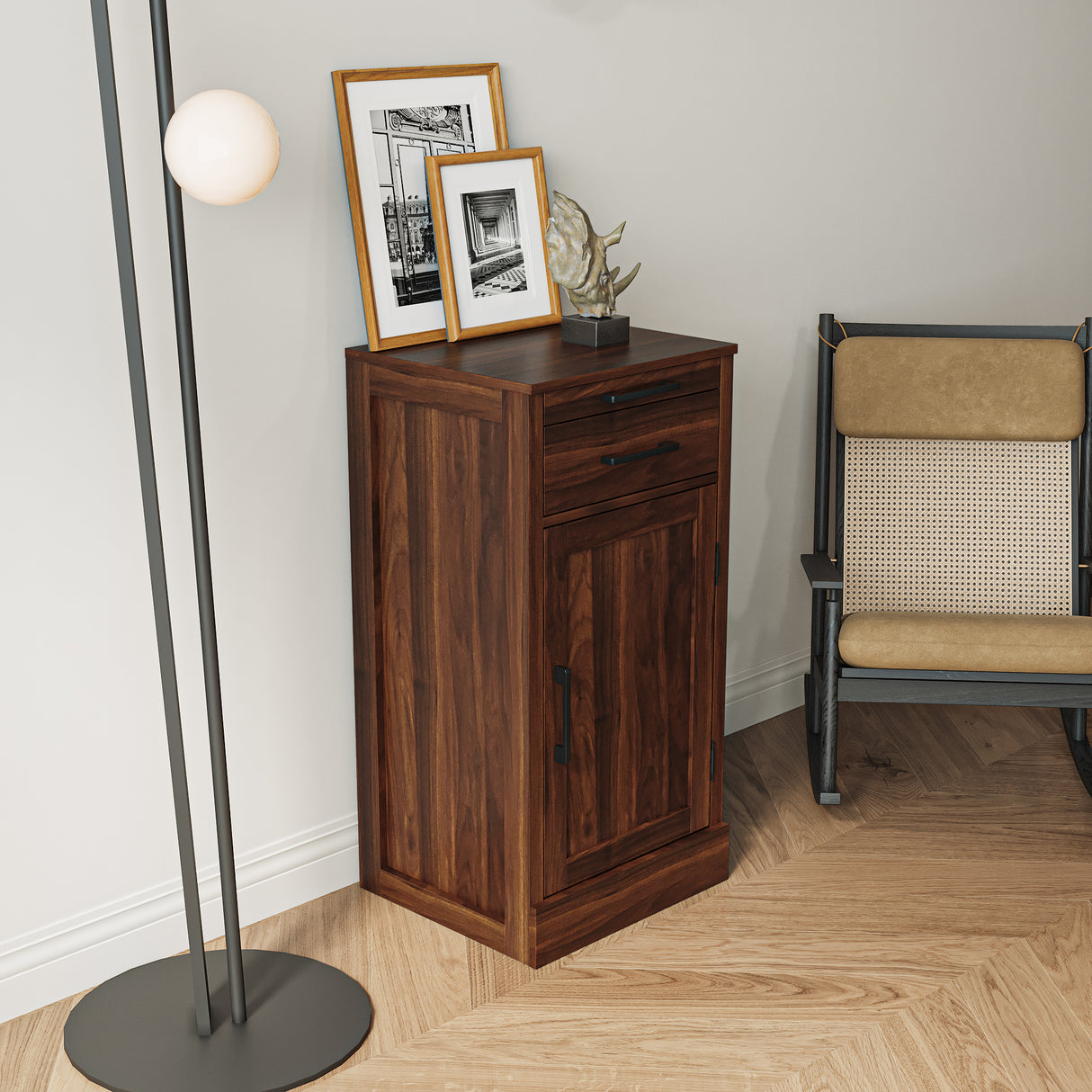 Modular Wine Bar Cabinet Buffet Cabinet in Walnut - Joysource
