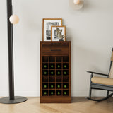 Walnut Modular Bar Cabinet for 24 Bottles w/ Drawers - Joysource