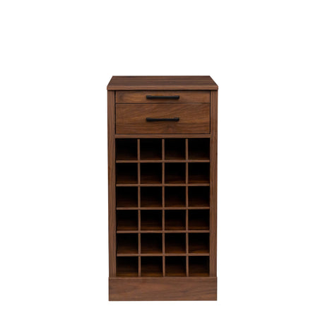 Walnut Modular Bar Cabinet for 24 Bottles w/ Drawers - Joysource
