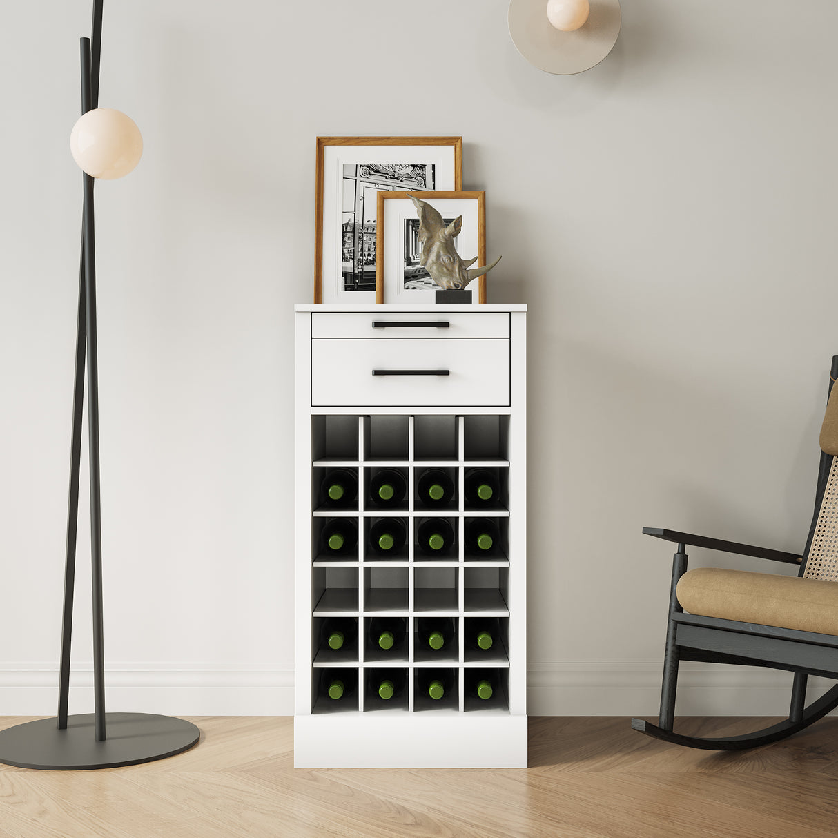 Modular Bar Cabinet for 24 Bottles w/ Drawers - Joysource