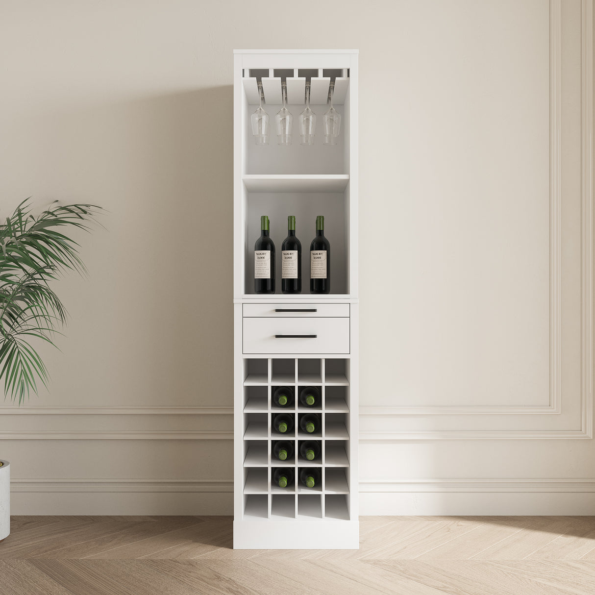 Modern Bar Cabinet 32-Bottle for Storage & Display - Joysource
