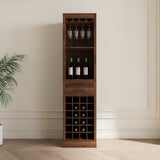 Walnut Modular Bar Cabinet for 24 Bottles w/ Drawers - Joysource