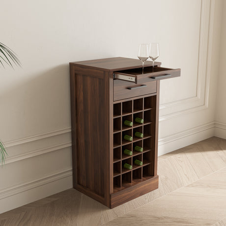 Walnut Modular Bar Cabinet for 24 Bottles w/ Drawers - Joysource