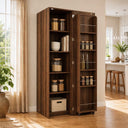 22" Deep Narrow Pantry Cabinet with Door Shelves & Interior Storage