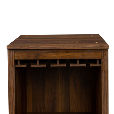 Modular Bar Cabinet in Walnut w/ Shelves & Glasses Holder - Joysource