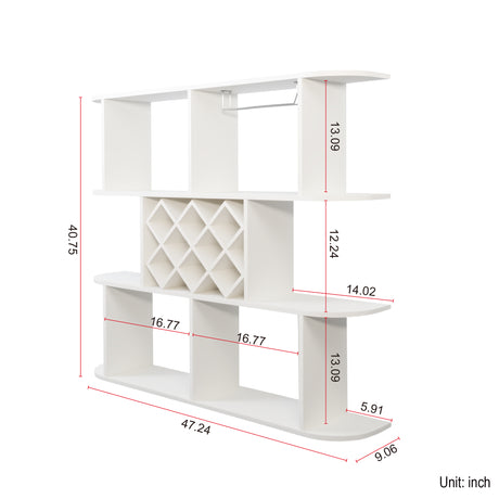 3-Tier Wall-Mounted Wine Rack w/ Glass Holder for Dining Room & Home Bar