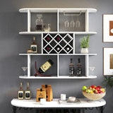 3-Tier Wall-Mounted Wine Rack w/ Glass Holder for Dining Room & Home Bar