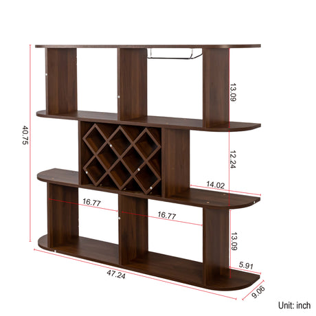 3-Tier Wall-Mounted Wine Rack w/ Glass Holder for Dining Room & Home Bar