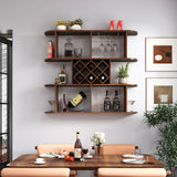 3-Tier Wall-Mounted Wine Rack w/ Glass Holder for Dining Room & Home Bar